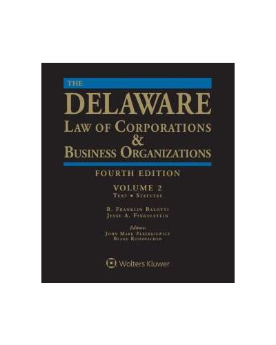 Delaware Law of Corporations & Business Organizations, 4th Edition (1-year Online Subscription)